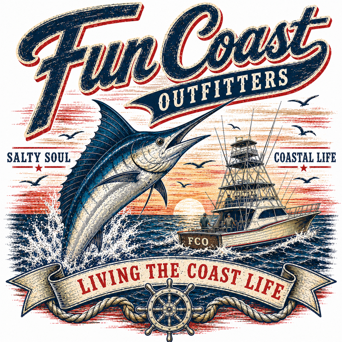 FCO MARLIN TEE fun coast outfitters
