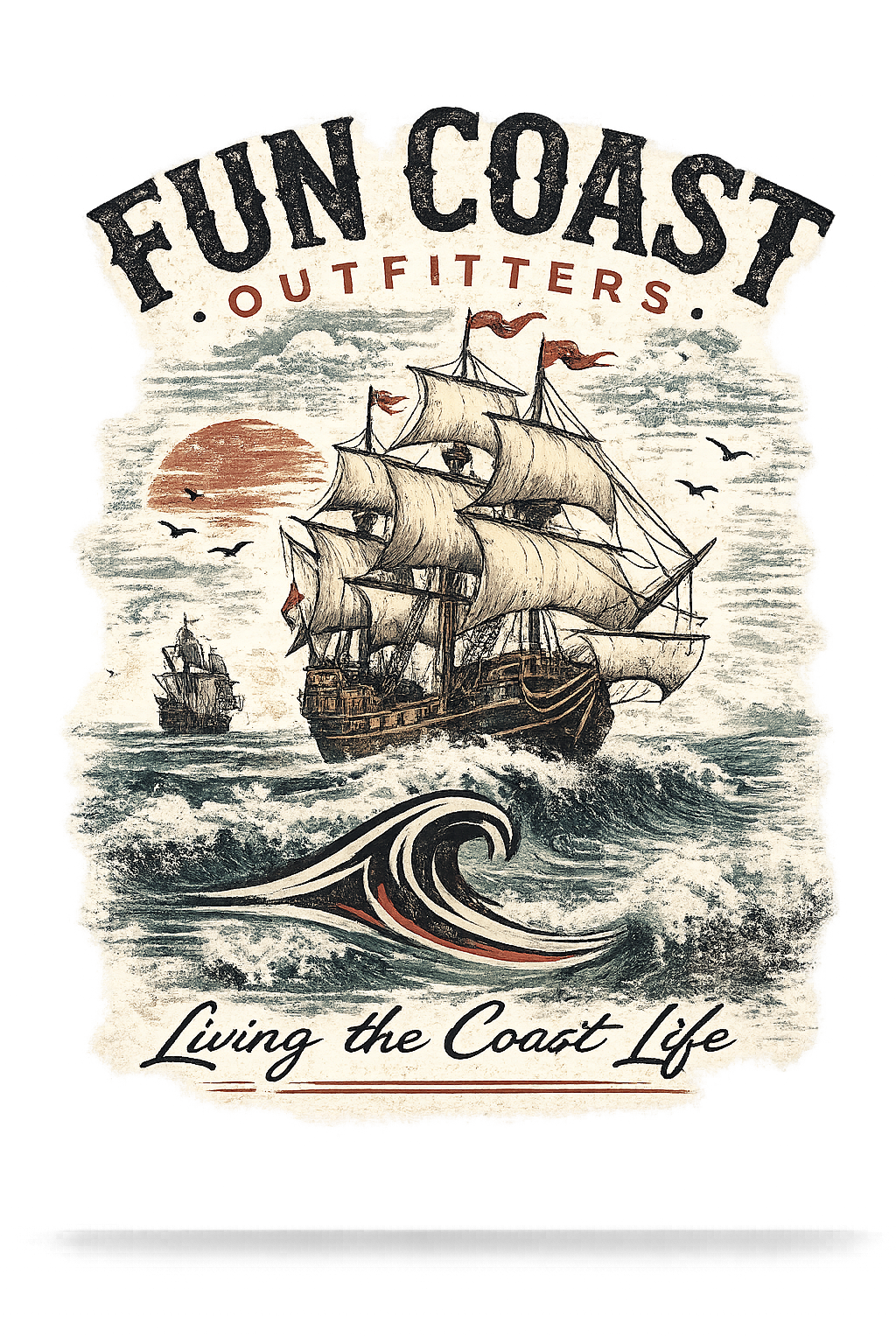Fun Coast Outfitters – Living the Coast Life graphic tee design