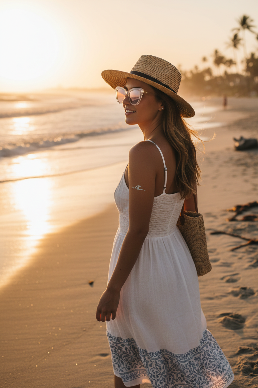 Clear cat-eye — rose non-polarized — sunset beach walk