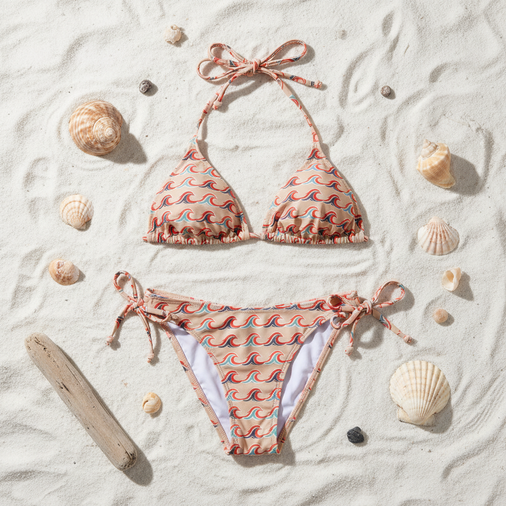 Coral Wave Bikini Front