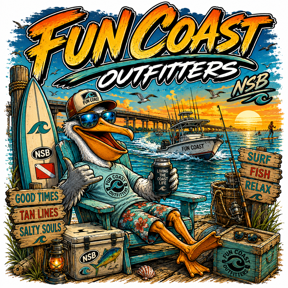 FCO HANG LOOSE PELICAN fun coast outfitters