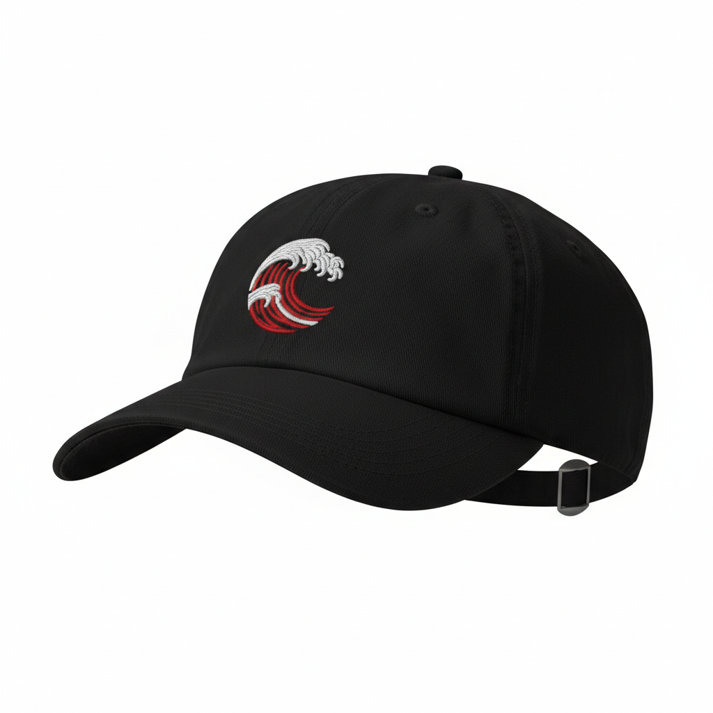 FCO Black Dad Hat wave icon