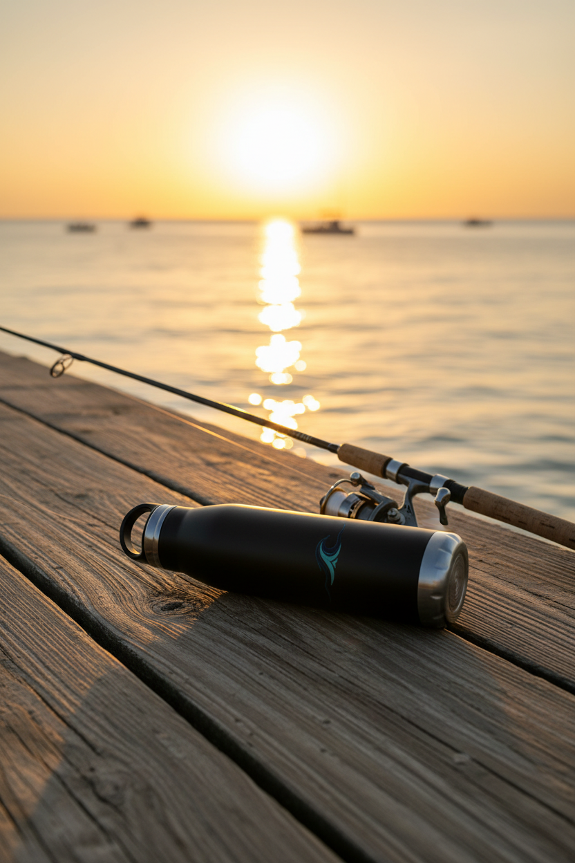 Matte black — fishing pier at sunrise