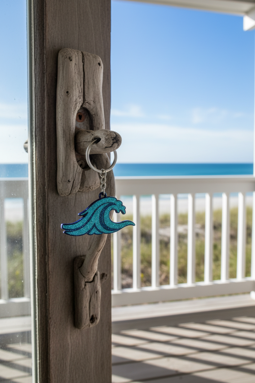 Sky blue glitter — beach house door handle