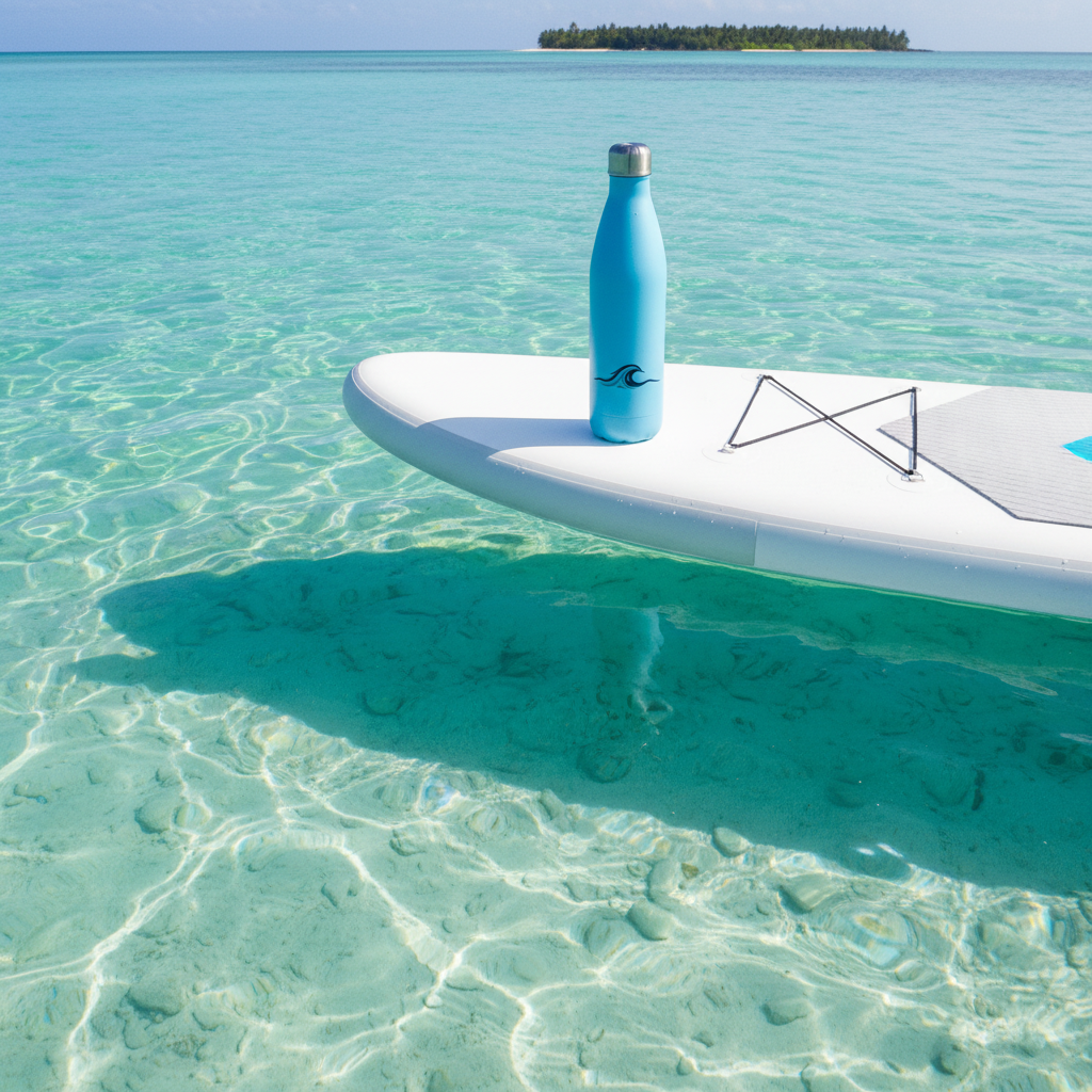 Sky blue — on paddleboard aerial view