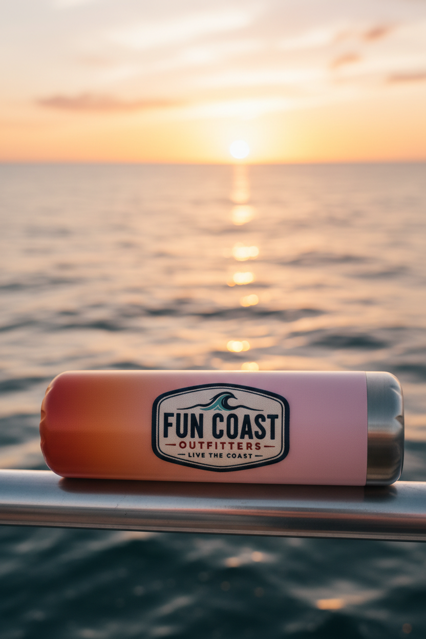 Sunset gradient on boat railing