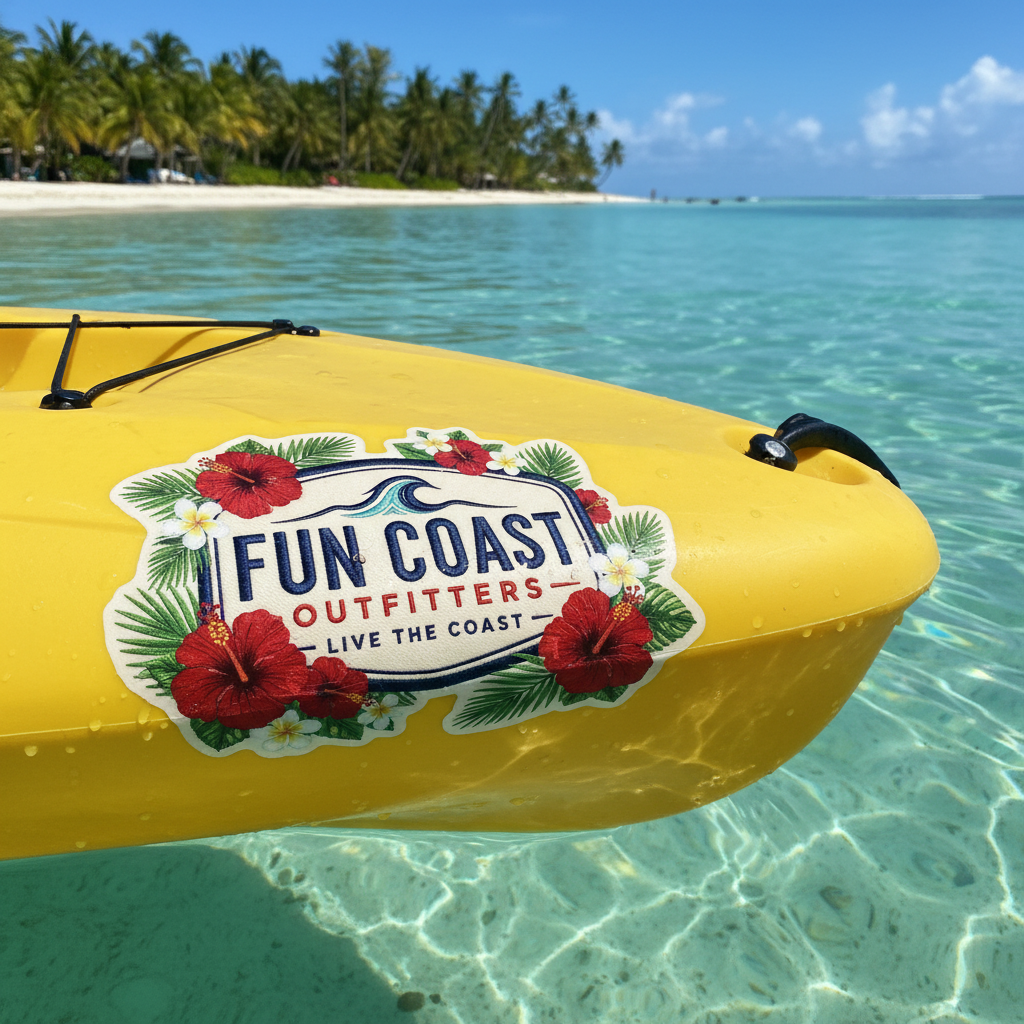 Tropical floral pattern — kayak hull