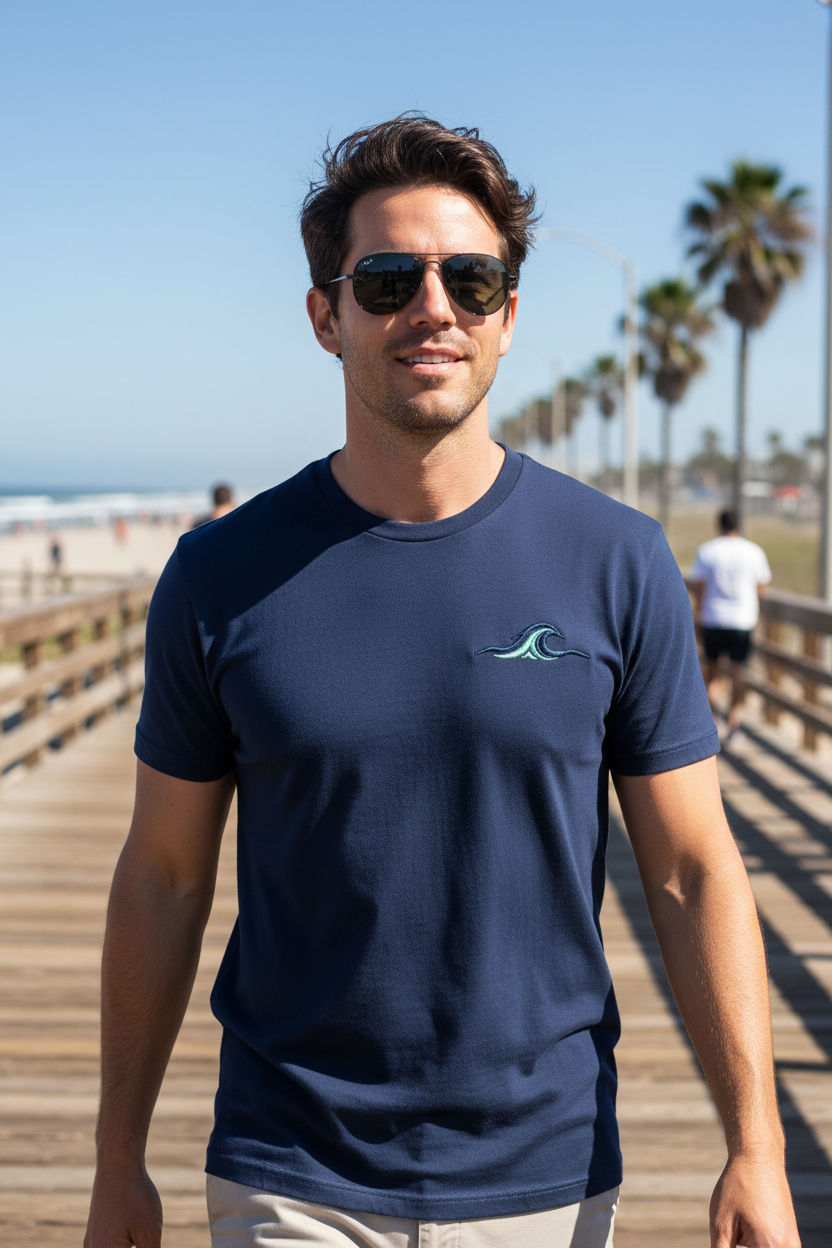 Wave Icon Navy Tee Boardwalk