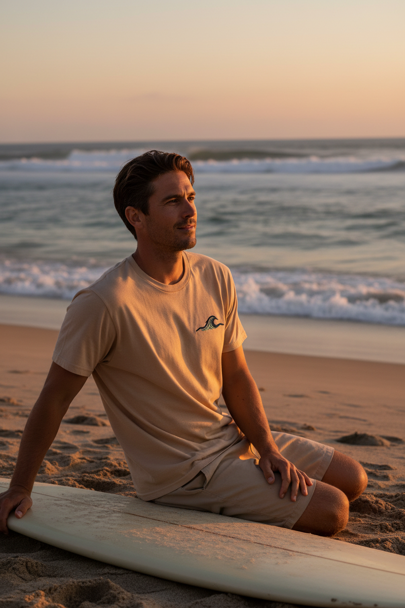 Wave Icon Sand Tee Surfboard